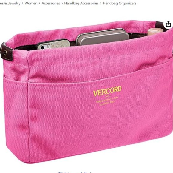 Vercord Handbags - Vercord Canvas Handbag Organizers, Sturdy Purse Insert Organizer Bag Rose Pink
